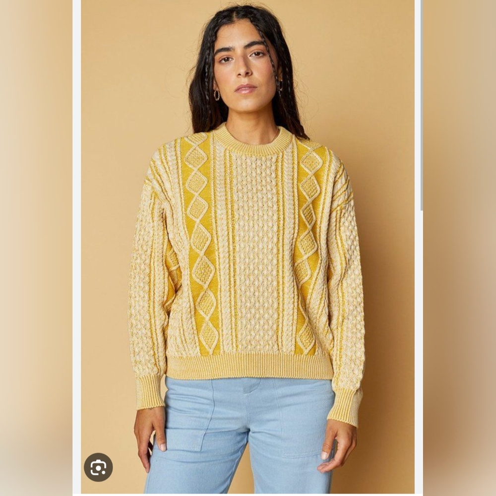 NWOT Back Beat Co. Canary Fisherman Sweater